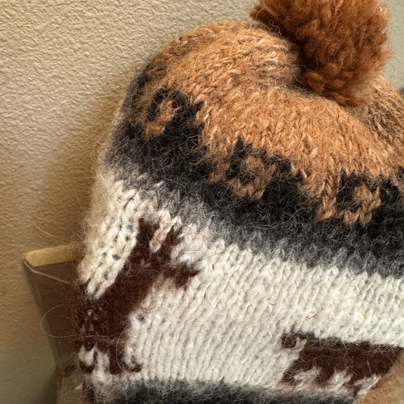 NEPAL EARFLAP HANDMADE 100% WOOL Peruvian Buttery Soft Hat Brown Earflap Tassels - Picture 11 of 11